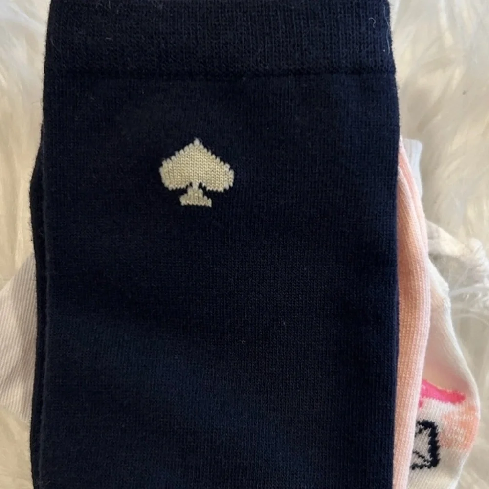 Kate Spade New York 3 Pair Crew Socks Gift Set NWT Pink Black White Novelty